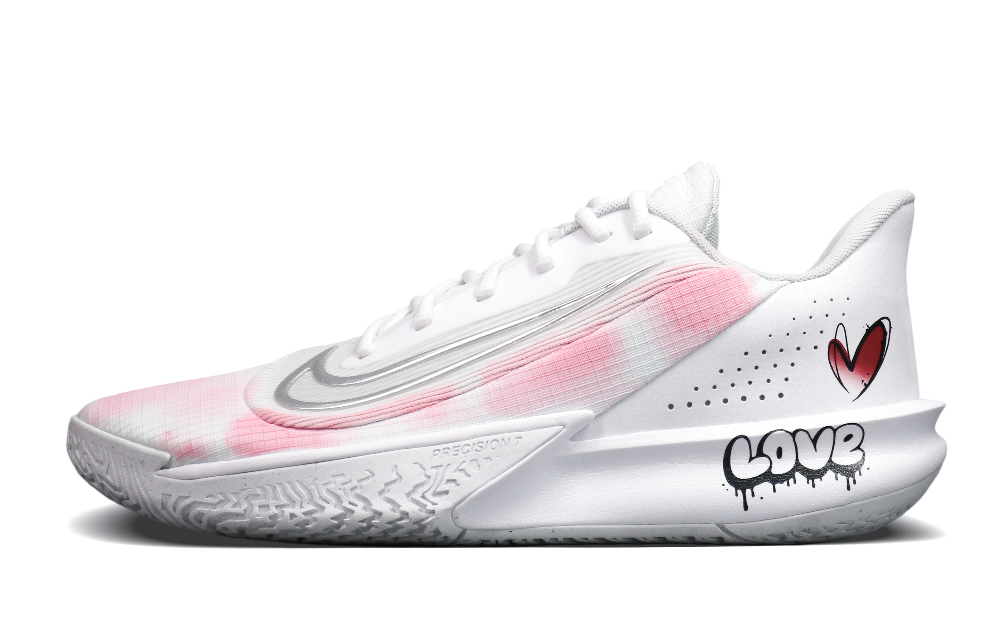 Nike Precision 7 Cushioning, Wear Resistant Low Top Basketball Shoes Men's White Pink