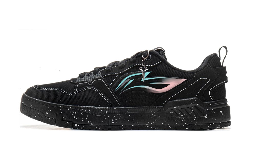 LiNing Yuan Chu Slip Resistant And Breathable Low Top Skateboard Shoes Men's Black Cyan Pink