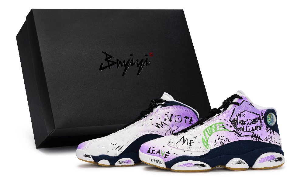 Jordan Air Jordan 13 Mid Top Vintage Basketball Shoes Unisex White Purple