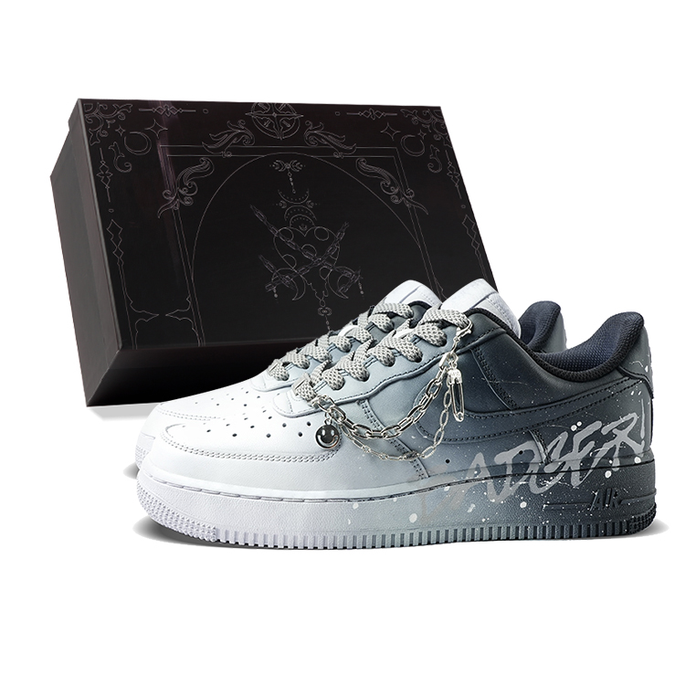 Nike Air Force 1 Wear-Resistant Low-Top Skateboard Shoes Men's Gray White
