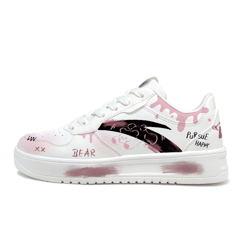 Anta Relaxed Coverage Abrasion Resistant Low Top Skateboard Shoes Women's White Pink