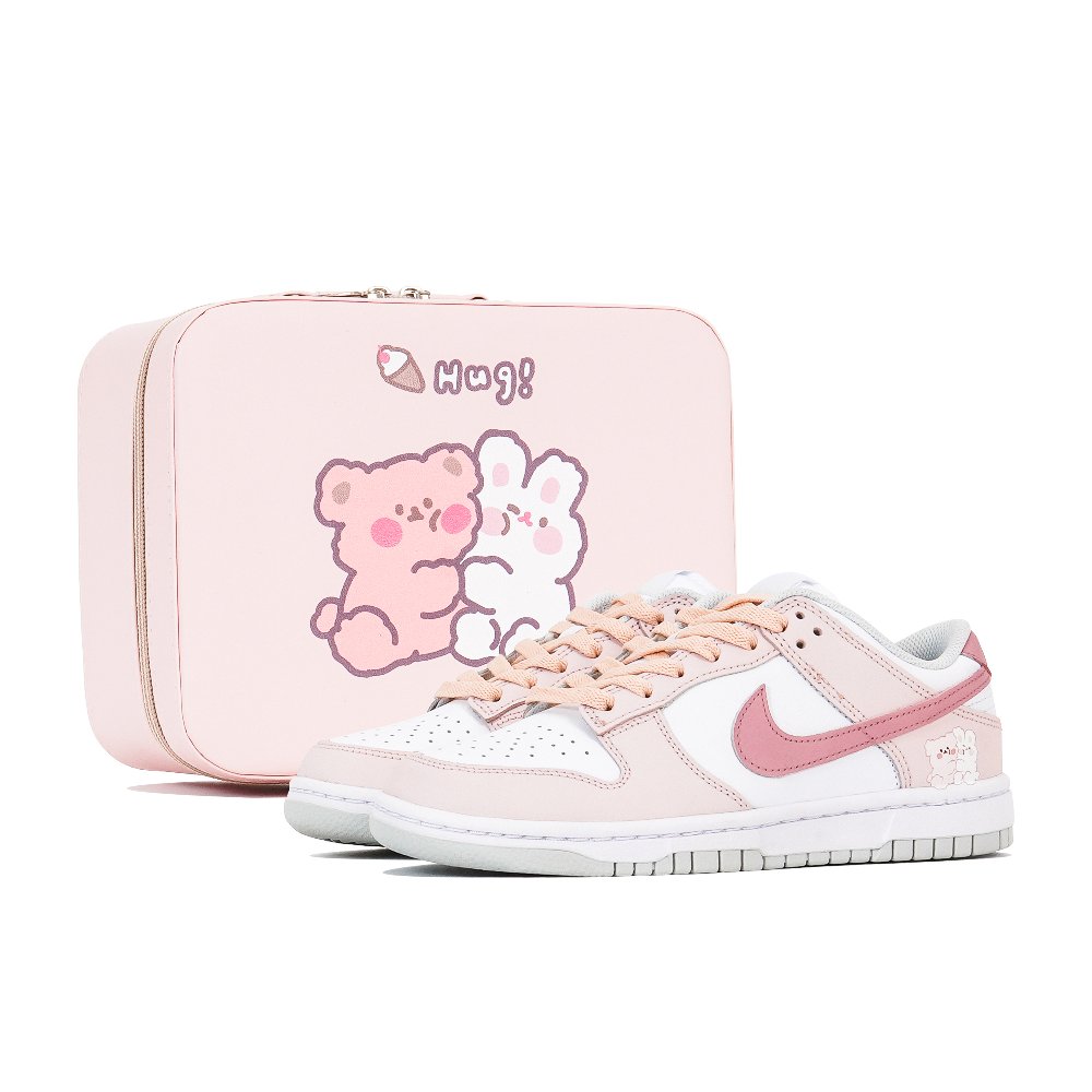 Nike Dunk Tri-Experimental Laboratory Anti-Slip Wear-Resistant Low-Top Skateboard Shoes Women's White Pink