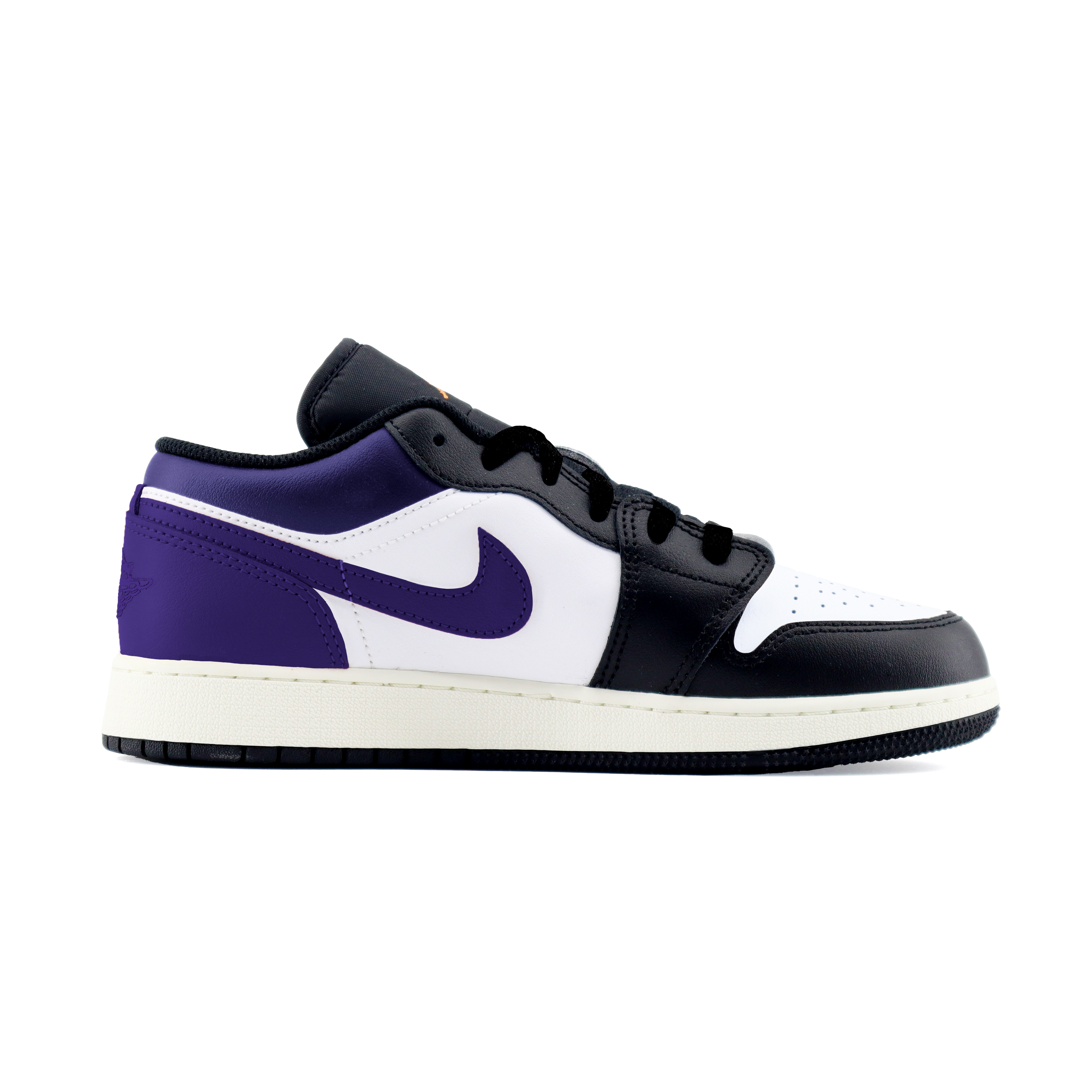 Jordan Air Jordan 1 Purple Aura Color Scheme Abrasion Resistant Low top Vintage Basketball Shoes Unisex Black Purple