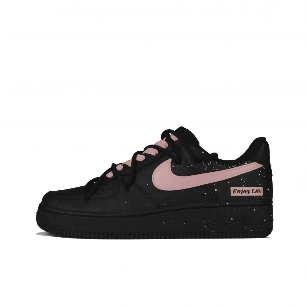 Nike Air Force 1 Low-Top Skateboard Shoes Unisex Black Pink