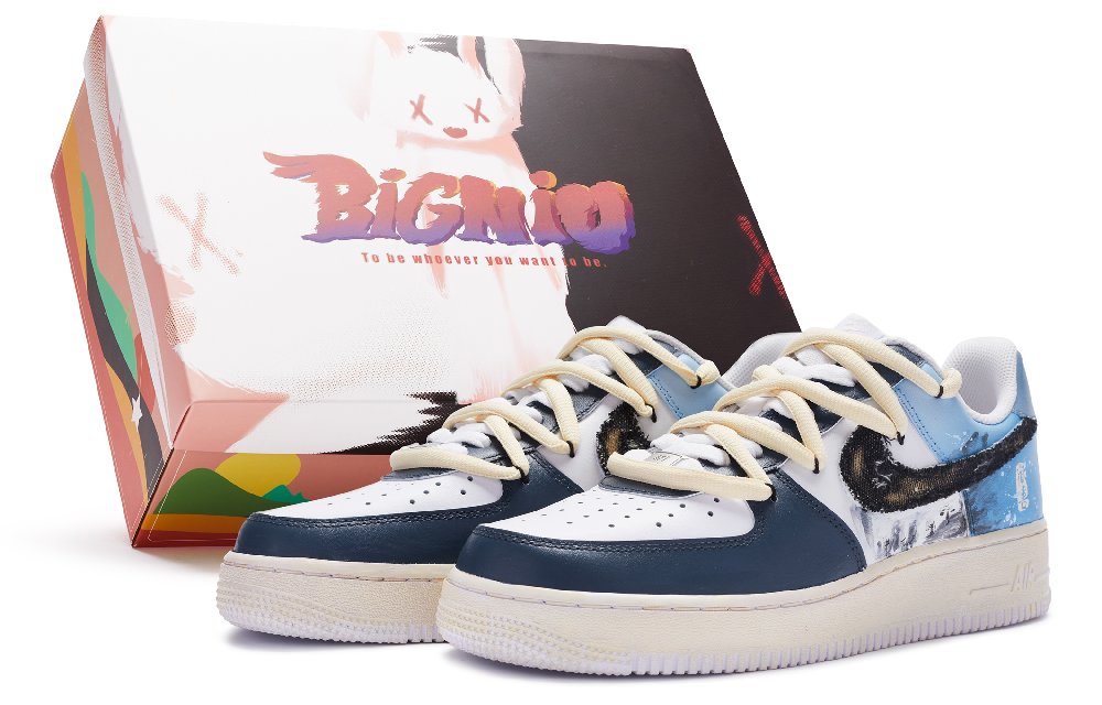Nike Air Force 1 Skateboard Shoes Men's White Blue Black