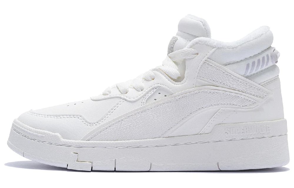 LiNing Wave Mid Wear-Resistant Slip-Resistant Warm Mid-Top Skateboard Shoes Women's White