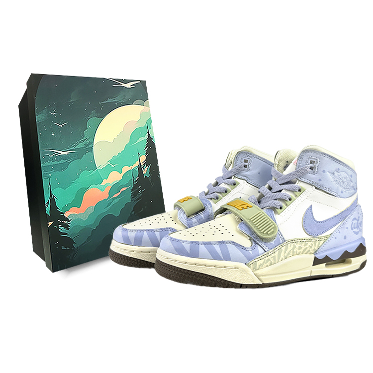 Jordan Legacy 312 Cushioning Anti-Slip And Wear-Resistant Mid-Top Vintage Basketball Shoes Women's Blue Purple
