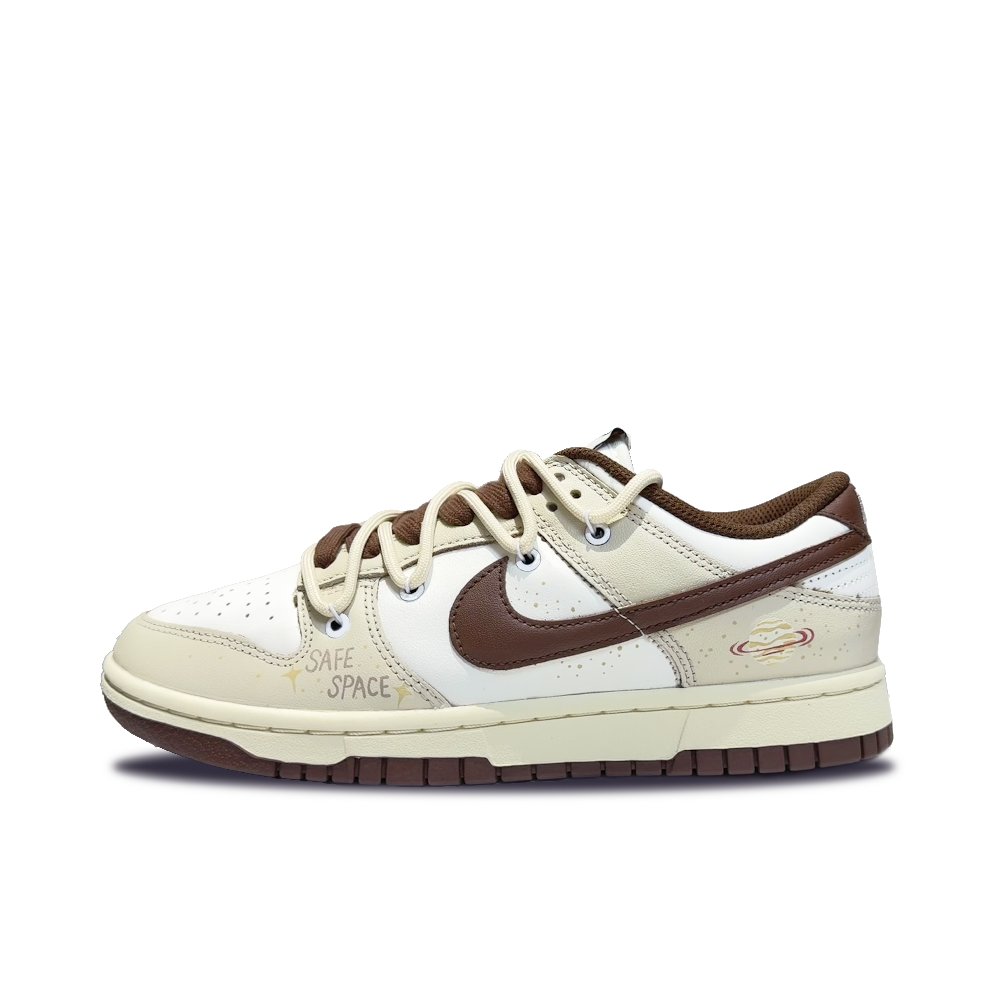 Nike Dunk Wear-Resistant Balance Low-Top Skateboard Shoes Women's Beige Brown White
