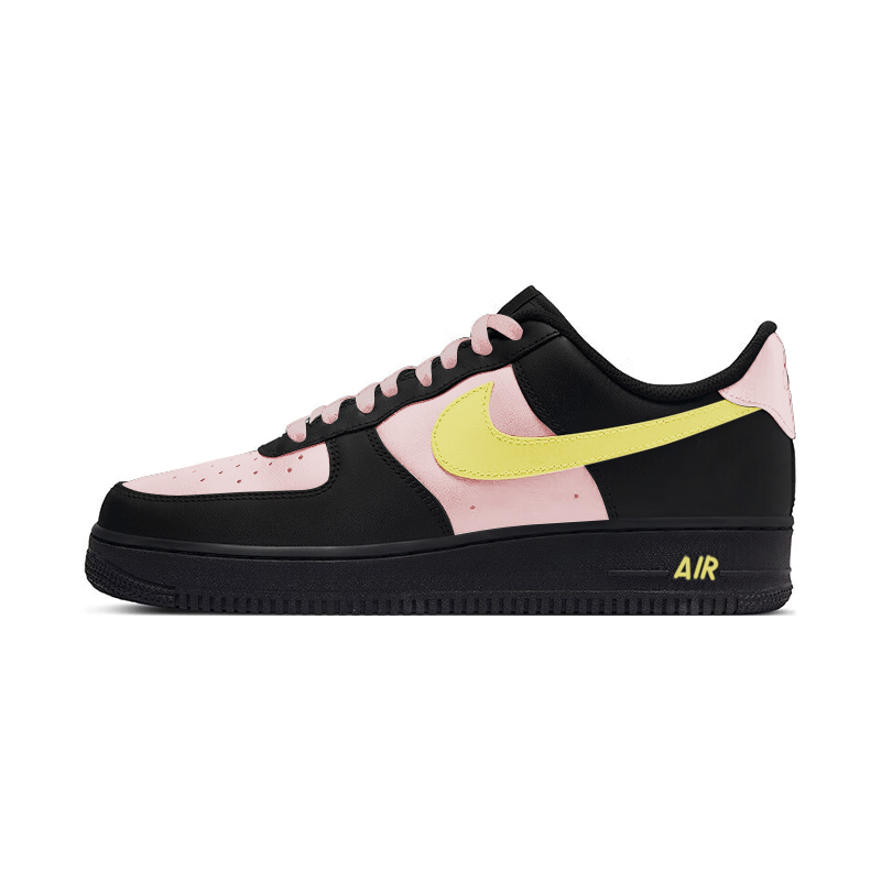 Nike Air Force 1 Coverage Anti-Slip And Wear-Resistant Low-Top Skateboard Shoes Unisex Pink Yellow