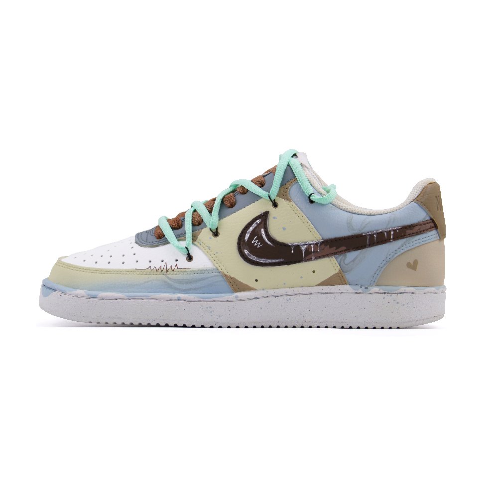 Nike Court Vision 1 Mint Chocolates Lightweight And Breathable Low Top Skateboard Shoes Men's Blue Brown