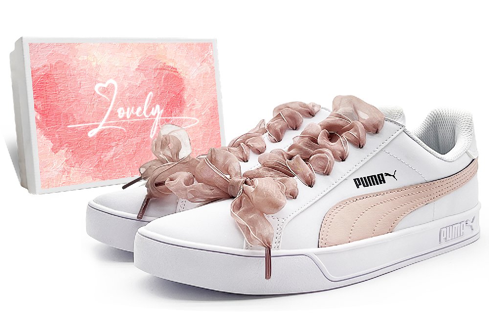 PUMA Smash Vulc Classic Anti-Slip And Wear-Resistant Lightweight Low-Top Skateboard Shoes Unisex White Pink