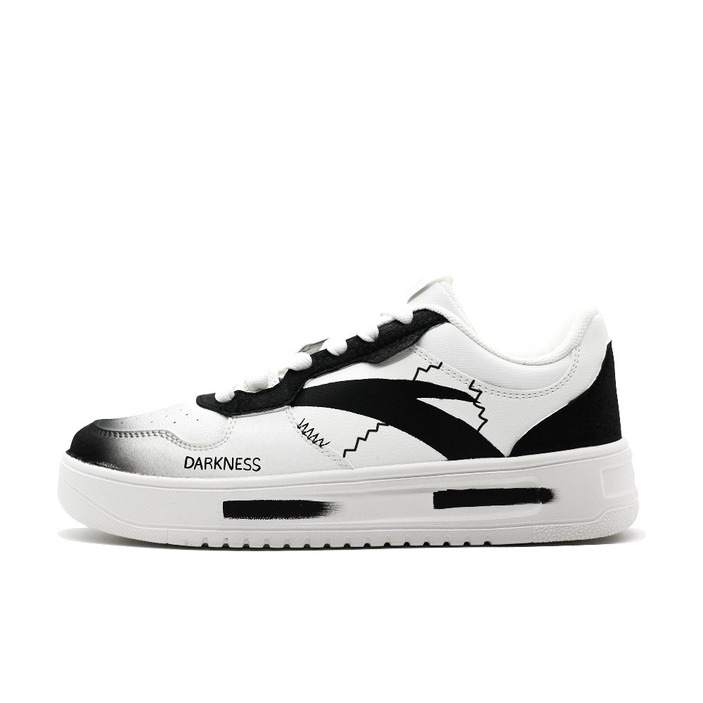 Anta Relaxed Abrasion Resistant Lightweight Coverage Low Top Skateboard Shoes Unisex White Black