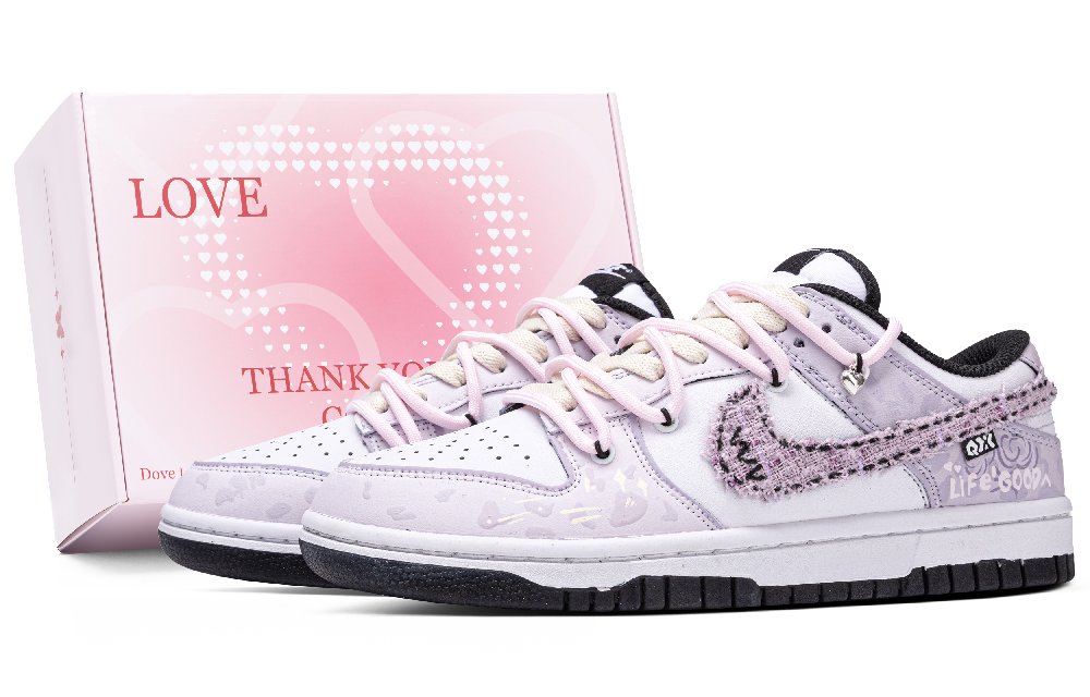 Nike Dunk Purple Heart Box Style Anti Slip Wear Resistant Low Top Skateboard Shoes Men's Purple