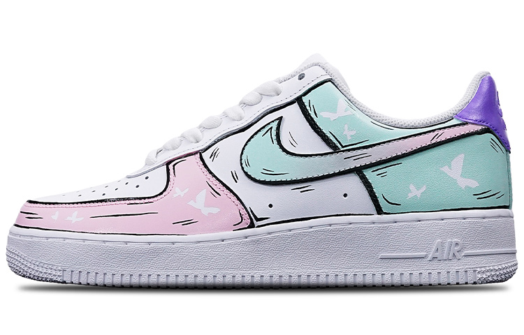 Nike Air Force 1 Air Force 1 Anti-Slip And Wear-Resistant Lightweight Low-Top Skateboard Shoes Women's Green Pink White