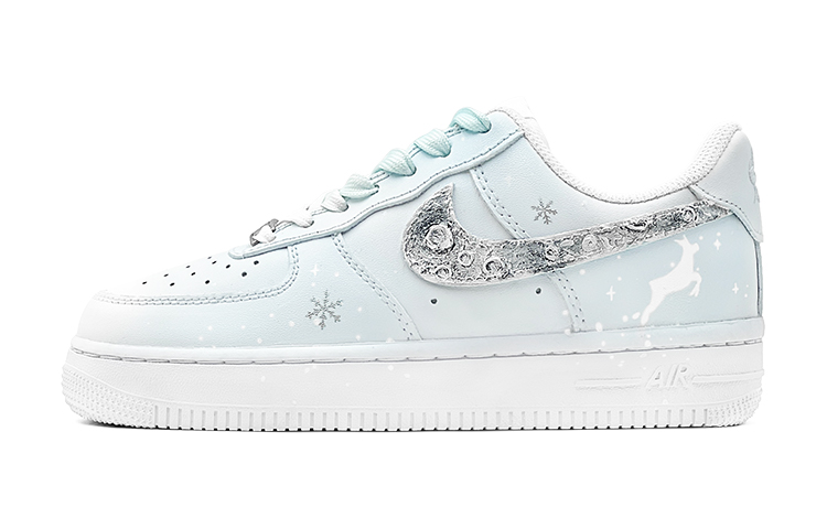 Nike Air Force 1 Air Force 1, Christmas Special, Dreamy Moonlit Night, Mist Deer Low top Skateboard Shoes GS Blue White