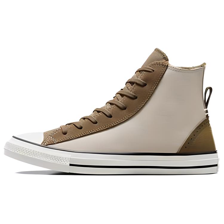 Converse All Star Perfed Overlays Wear-Resistant Wide Coverage Lightweight High-Top Canvas Shoes Unisex Beige Brown