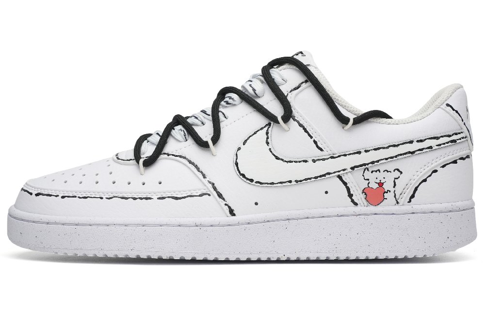 Nike Court Vision 1 Anti-Slip Wear-Resistant Low-Top Skateboard Shoes Men's White Black
