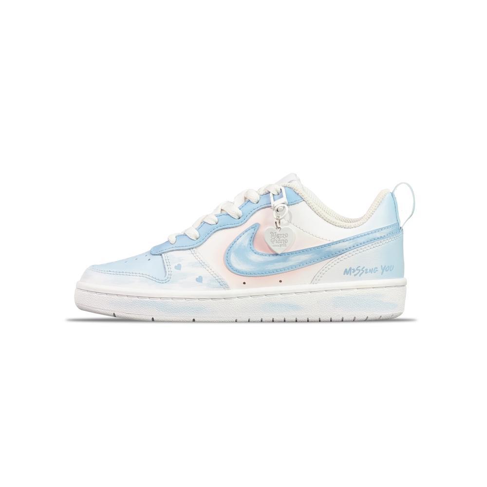 Nike Court Borough Anti Slip Wear Resistant Low Top Skateboard Shoes GS Blue White