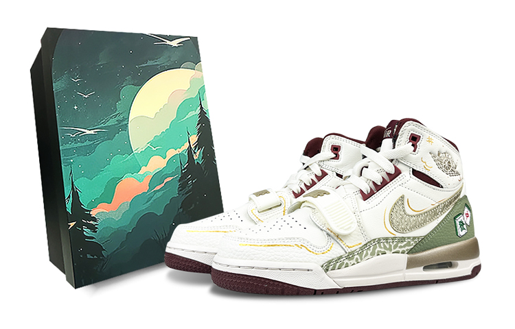 Jordan Legacy 312 Shock Absorbers With Slip Resistant Features High Top Vintage Basketball Shoes Women's White Green