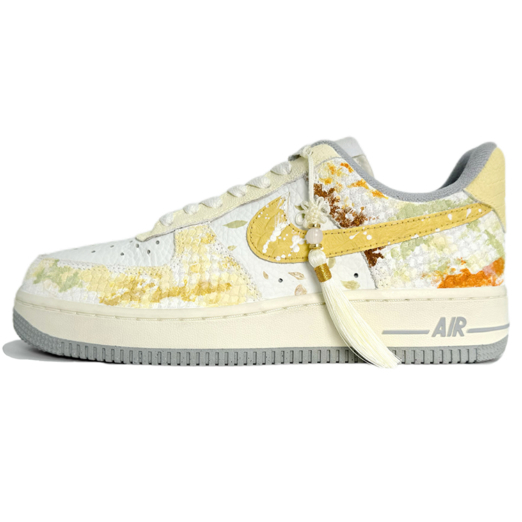 Nike Air Force 1 Slip-Resistant Cushioning Wear-Resistant Low-Top Skateboard Shoes Women's Yellow