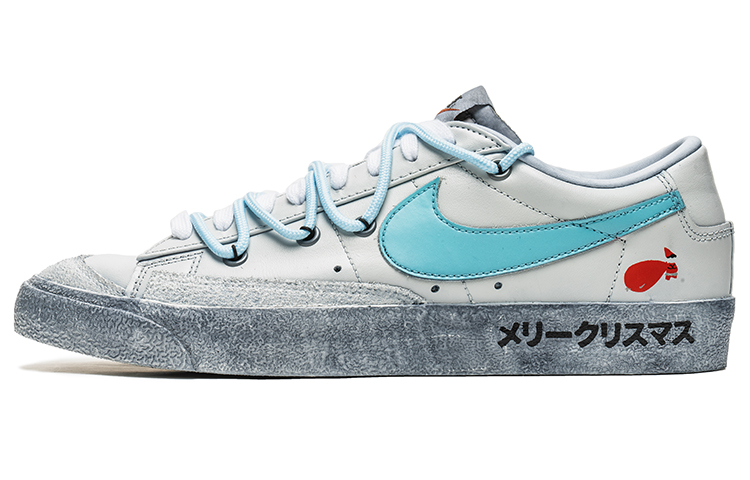 Nike Blazer Anti Slip Wear Resistant Low Top Skateboard Shoes Unisex Gray Blue