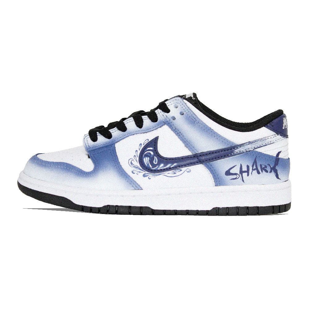 Nike Dunk Abrasion Resistant Low Top Skateboard Shoes Unisex White Blue