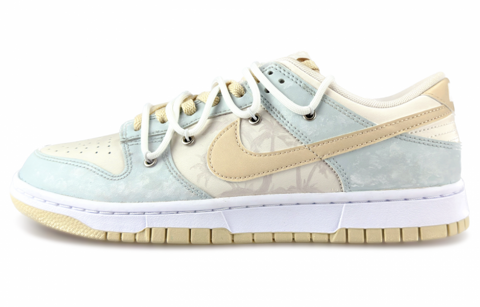 Nike Dunk Low Top Skateboard Shoes Men's Beige Blue