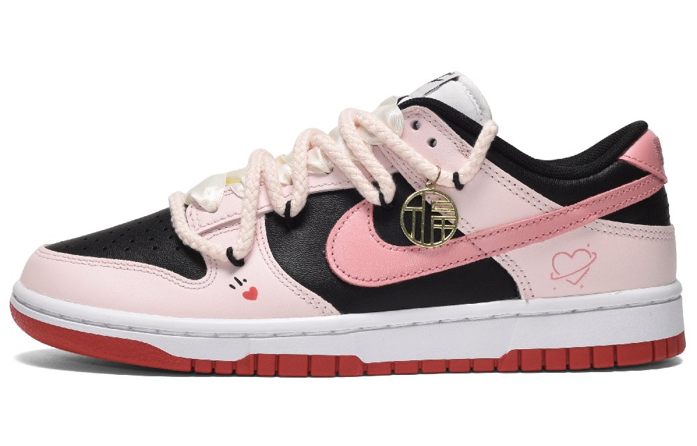 Nike Dunk CUS ID CNY Urban-Chic Style Low-Top Skateboard Shoes Unisex Black Pink
