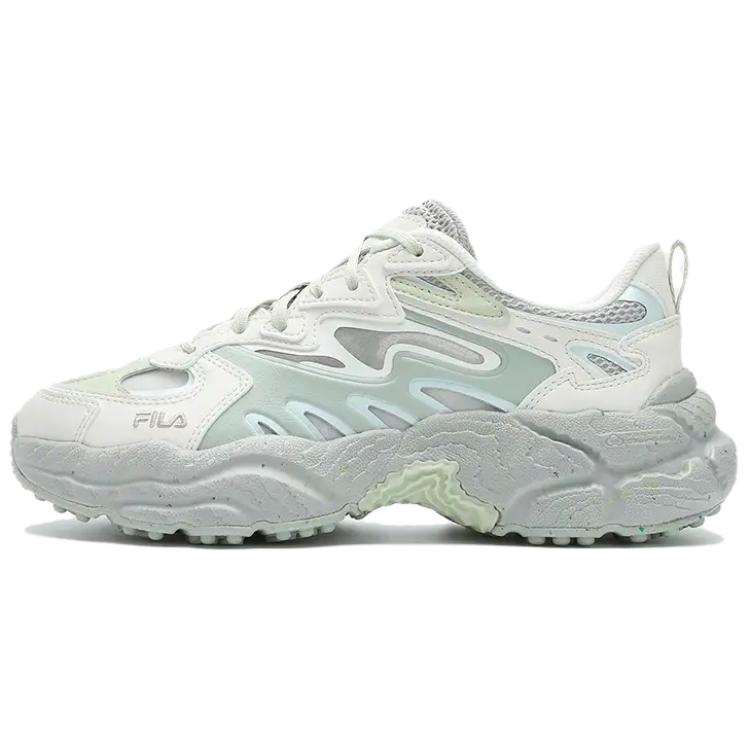 FILA Fern Sneakers Abrasion Resistant Height Increasing Low Top Chunky Sneakers Women's White Green