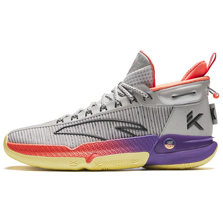 Anta KT9 Cushioning, Wear Resistant Low top Basketball Shoes Men's Gray orange purple