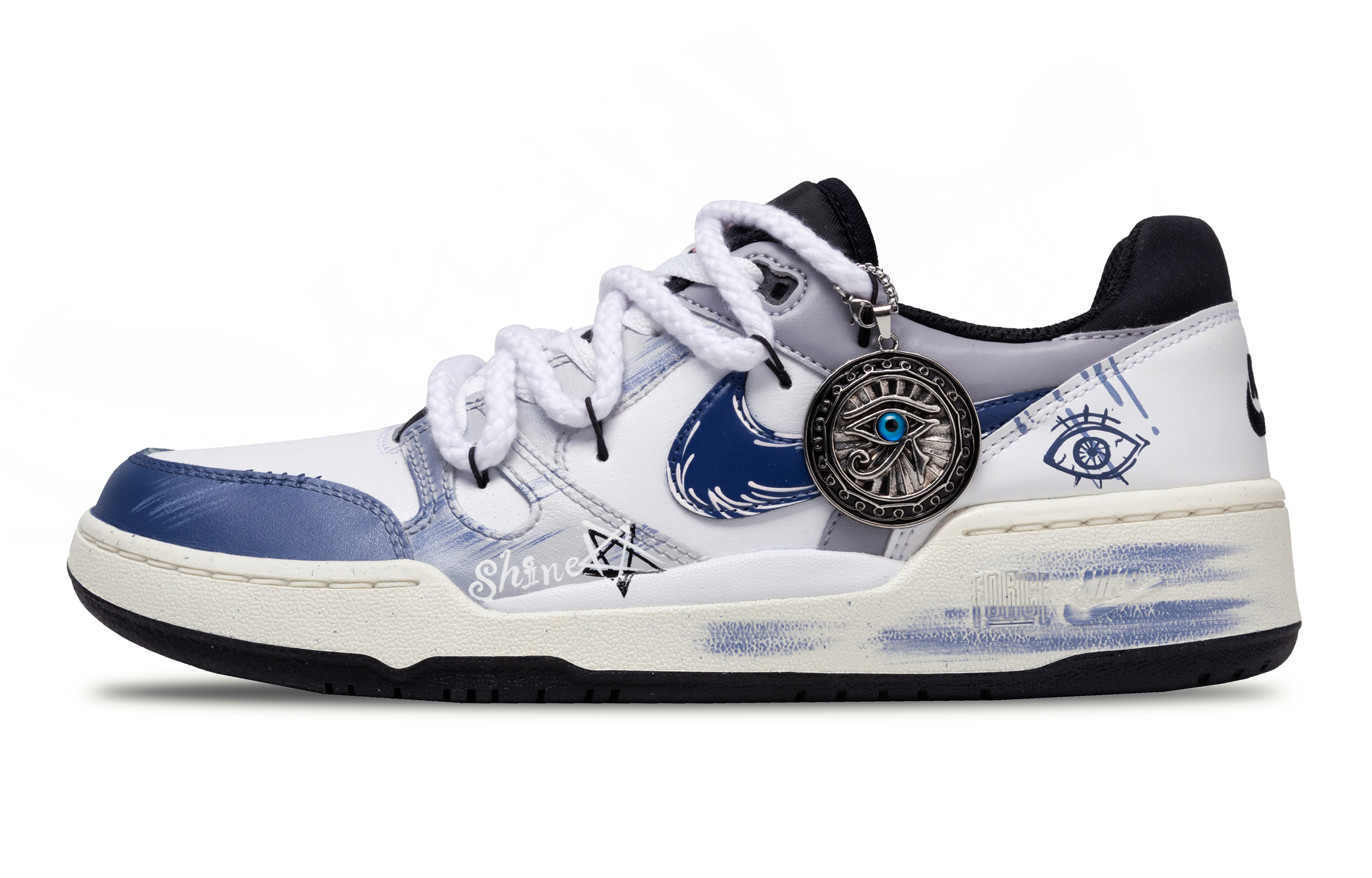 Nike Full Force Star In The Eye Cushioning Low top Skateboard Shoes Men's Blue White