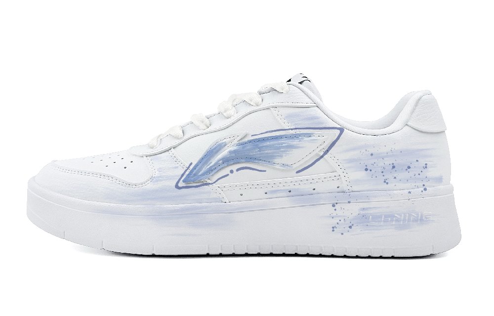 LiNing Pontoon Boats Cushioning, Wear Resistant Low Top Skateboard Shoes Men's Blue White