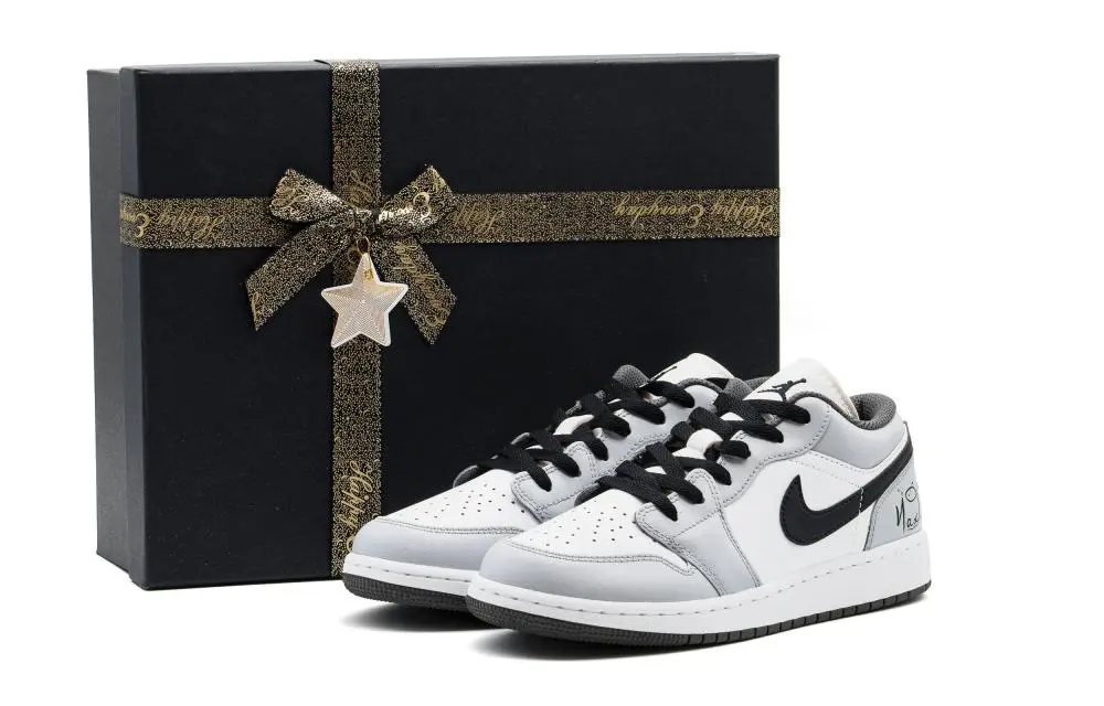 Jordan Air Jordan 1 Cushioning, Wear Resistant Low top Vintage Basketball Shoes Unisex Gray