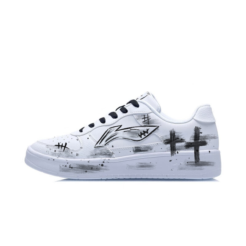 LiNing Pontoon Boats Wear resistant And Lightweight Low Top Skateboard Shoes Unisex Black White
