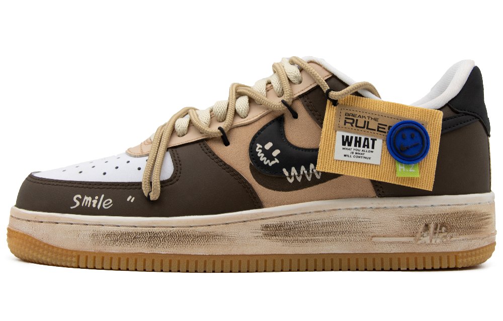 Nike Air Force 1 Skateboard Shoes Women's Low-Top Brown Black/White