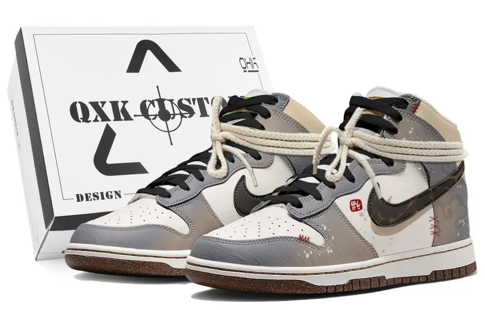 Nike Dunk High top Skateboard Shoes Men's White Gray