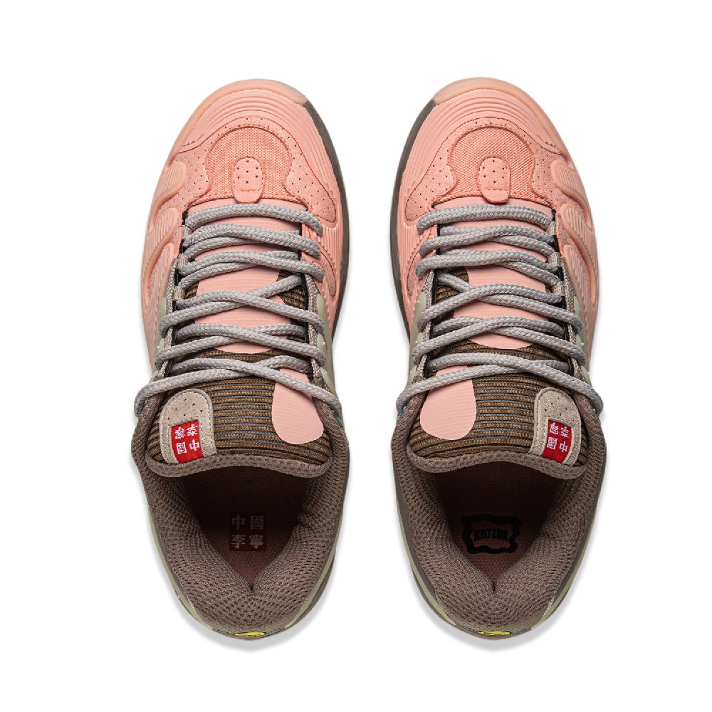 LiNing Abrasion Resistant Slip Resistant Low Top Skateboard Shoes Unisex Pink Gray Yellow