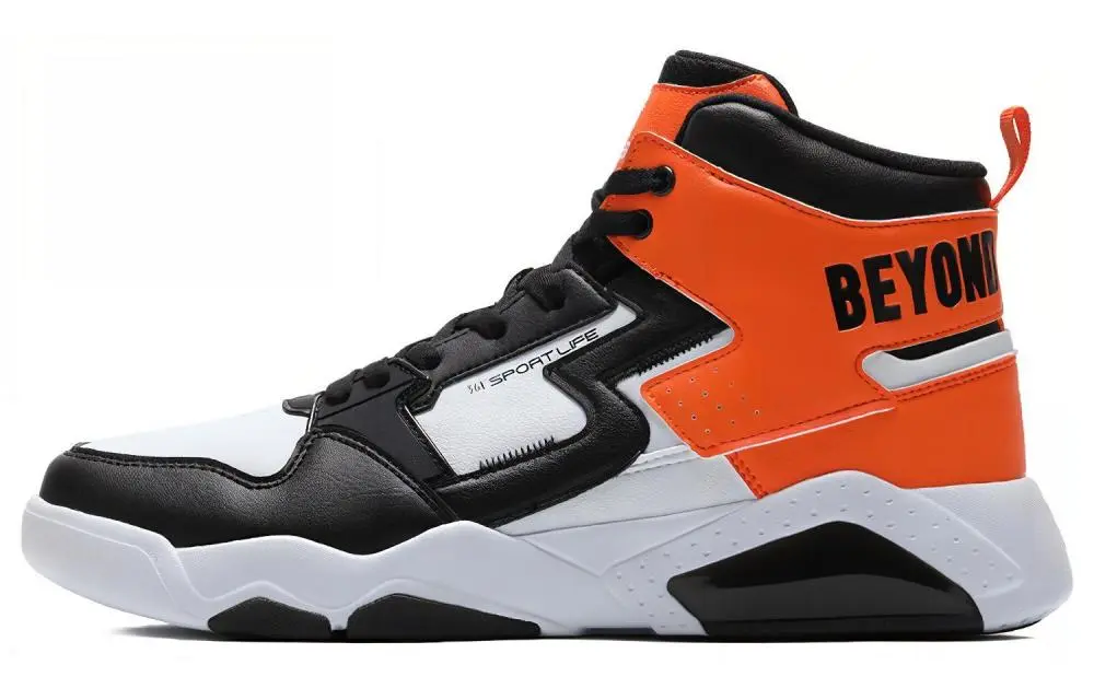 361° Xingran Slip Resistant Cushioning Abrasion Resistant High Top Skateboard Shoes Men's Black Orange