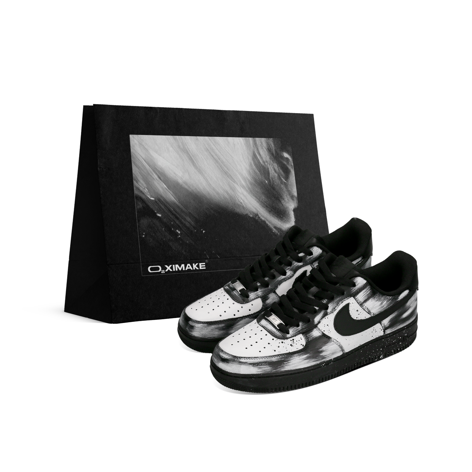 Nike Air Force 1 Cushioning Height Increase Low top Skateboard Shoes Unisex Black White