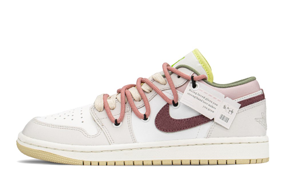 Jordan Air Jordan 1 Low Top Vintage Basketball Shoes Women's Beige Red