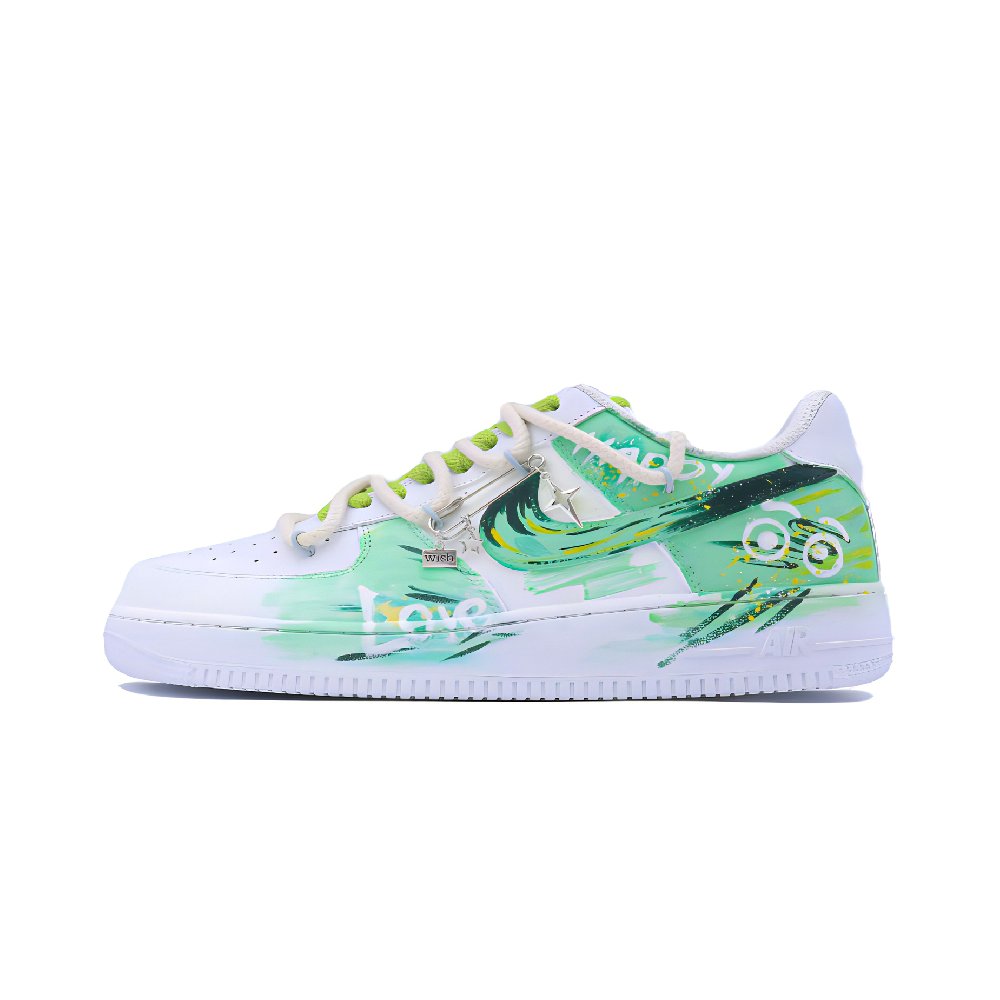 Nike Air Force 1 Singularity, The Wizard Of Oz Anti Slip Wear Resistant Low Top Skateboard Shoes Unisex White Green