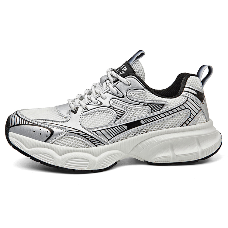 JEEP SPIRIT Abrasion Resistant, Breathable, Lightweight Low top Chunky Sneakers Men's Silver