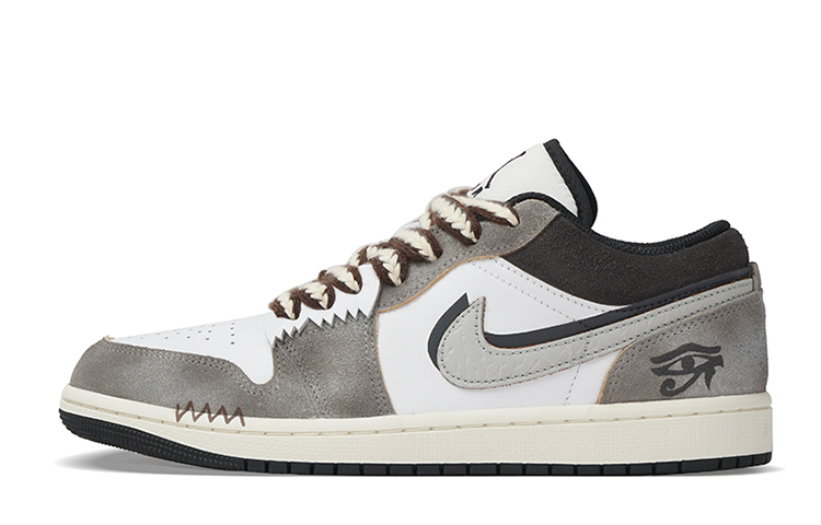 Jordan Air Jordan 1 Low-Top Vintage Basketball Shoes GS Gray White