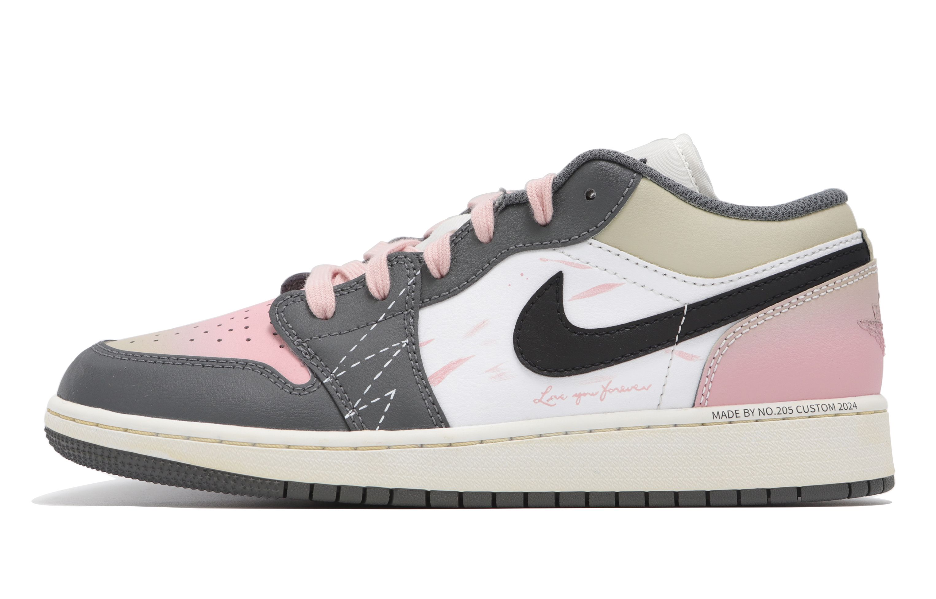 Jordan Air Jordan 1 Abrasion Resistant Low Top Vintage Basketball Shoes Unisex Pink White