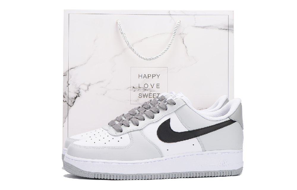 Nike Air Force 1 Slip-Resistant Coverage Low-Top Skateboard Shoes Men's White Gray Black
