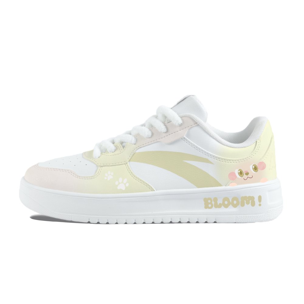 Anta Relaxed Coverage Slip Resistant And Abrasion Resistant Low Top Skateboard Shoes Unisex White Yellow