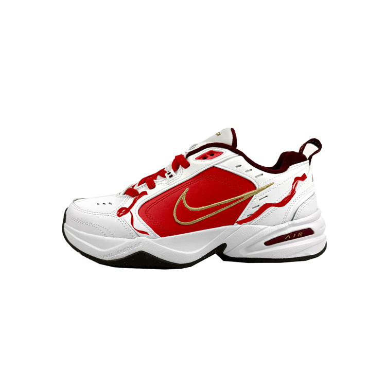 Nike Air Monarch 4 Anti Slip Wear Resistant Low Top Casual Shoes Unisex White Red