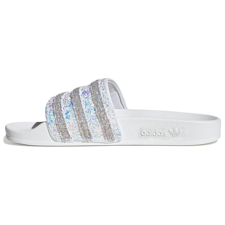 Adidas Originals ADILETTE Series Composite Sole Crystal Slip Resistant Slide Slippers Women's White