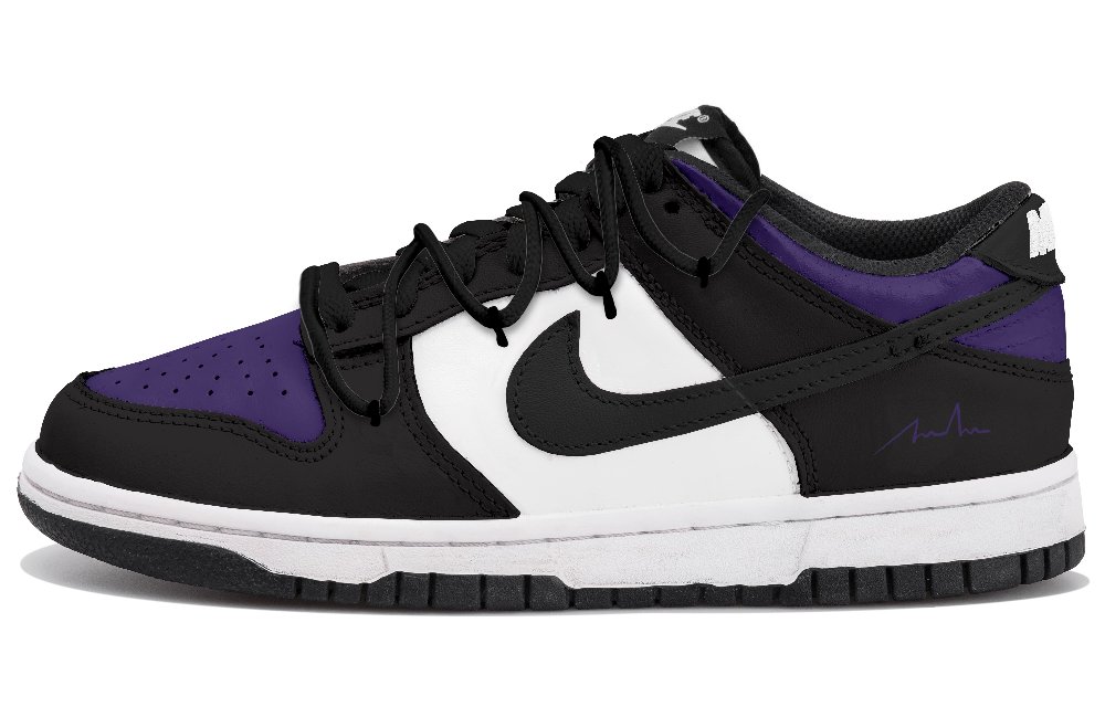 Nike Dunk Low Top Skateboard Shoes Unisex Black White Purple