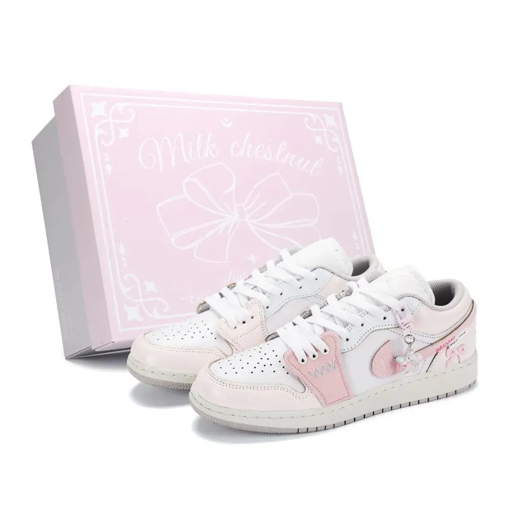 Jordan Air Jordan 1 Pink Mist Love Letter Abrasion Resistant Low top Vintage Basketball Shoes Women's Pink